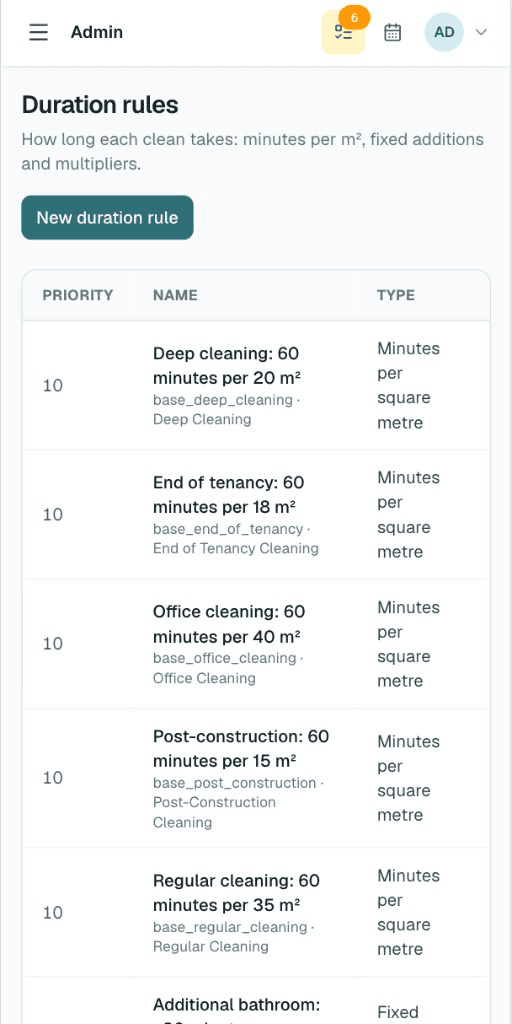 Duration rules